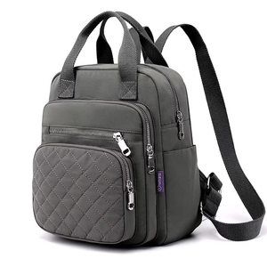Small Backpack for Women Casual Quilted Square Bag Waterproof Multi Pockets☺️